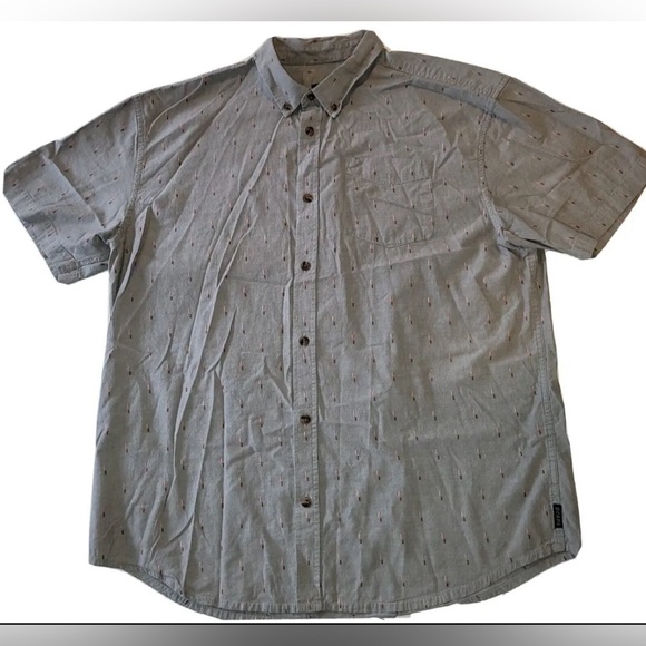 PRANA Men's Med Broderick Button Up Shirt Short Sleeve Standard Fit Gravel Gray - Picture 5 of 11